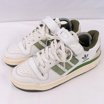 FORUM 84 LOW 25.0cm/adidas フォーラム84 ロー アディダス スニーカー 白 オフホワイト ライトグレー 緑 中古 古着 メンズ ad4878_画像1