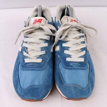 574 ニューバランス 25.0cm/New Balance 青 ブルー 白 オレンジ 中古 古着 スニーカー メンズ レディース yy8974_画像3