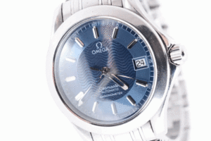 【稼働】 オメガ OMEGA シーマスター クロノメーター オートマチック 自動巻き デイト 腕時計 ブルー文字盤 付属品付き
