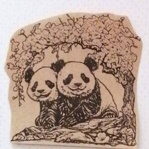 0099 お花見 パンダ ① はんこ ハンコ ヴィンテージ スタンプ ゴム ラバースタンプ 花 フラワー 春 入園 入学 卒業 卒園 桜の木 レトロ