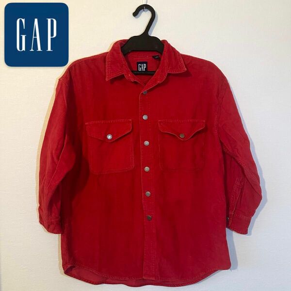 希少！紺タグ OLD GAP コーデュロイシャツ スナップボタン レッド