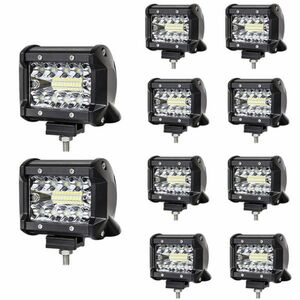 即納 10個セット 60W 作業灯 LED ワークライト 狭角30度 フラッドライト 12V-24V対応 汎用 車外灯 4インチ 角形 6000K ホワイト 夜釣り