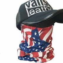 【ZAN headgear/ザンヘッドギア】Motley Tube ストレッチ チューブマスク Wavy American Flag / バイカー BUFF バフマスク HUF 防風 防塵_画像6