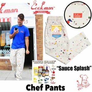 送料0 【COOKMAN】クックマン Chef Pants シェフパンツ Sauce Splash 231-32854 -L 男女兼用 イージーパンツ コックパンツ LA 西海岸