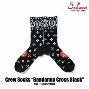 [COOKMAN] Cook man Crew Socks носки носки Bandanna Cross Black 233-34979 / бандана черный для мужчин и женщин свободный размер скейтборд 