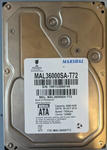 HDD 6TB MARSHAL MAL36000SA-T72 6TB 7200rpm 3.5インチ SATA HDD