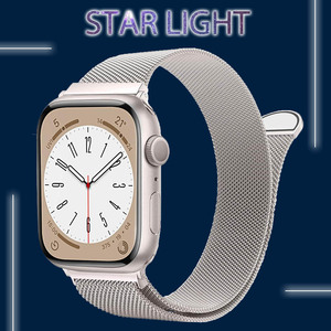 アップルウォッチバンド AppleWatchband ステンレス series SE 9 42mm 44mm 45mm 49mm スターライト メッシュ マグネット 磁石 銀 送料無料