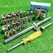 原飯l942 ソケット差込角6.35mm ミリ(4.5mm～11mm) 9.5mm(9mm～17mm) インチ 差込角6.35(3/16～1/2)9.5mm(3/4～11/16inch)等36点セット_画像1