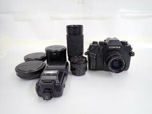 CONTAX コンタックス AX フィルム一眼レフカメラ + レンズ3本 + TLA 360 ストロボセット ∴ 6D510-3