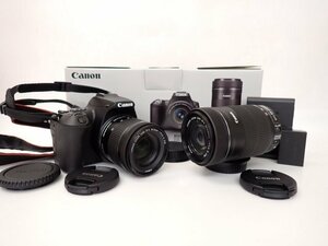 【良品】 Canon キヤノン デジタル一眼レフカメラ EOS Kiss X10 ダブルズームキット バッテリー2個/充電器/説明書/元箱付 □ 6D697-1