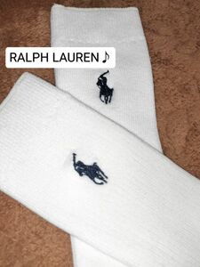 POLO RALPH LAUREN　キッズ ワンポイント刺繍　ハイソックス　白　 17-19cm