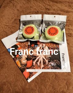 【未使用】Franc franc ファンファンボディースポンジ　2個セット(小分け袋2枚付)　スイカ2個