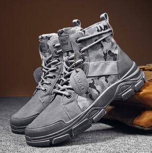  men's high King shoes engineer boots Secret shoes sneakers mountain climbing shoes short boots Martin boots gray 24.5~27cm