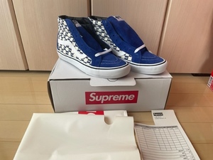 Supreme Vans Sk8-Hi "Blue Checker Logo" 27.5cm