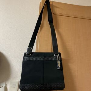 コーチ☆COACH☆レザー×ナイロン ショルダーバッグ ☆ブラック☆黒☆270×280