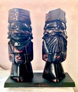 昭和51年　アイヌ 木彫り 人形　ニポポ　置物　オブジェ　木製 民芸品 北海道 昭和レトロ 