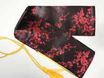D03　剣袋　刀袋　梅図　黒赤色　絹　刀装具　日本刀道具_画像3