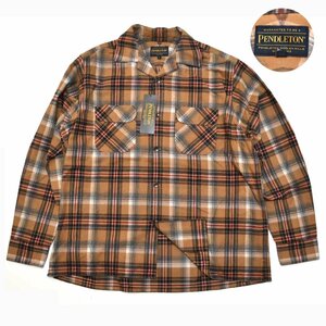 未使用 PENDLETON ペンドルトン チェック オープンカラー フランネルシャツ 長袖シャツ 2021AW Mサイズ 1475-5011 メンズ ベージュ M619237