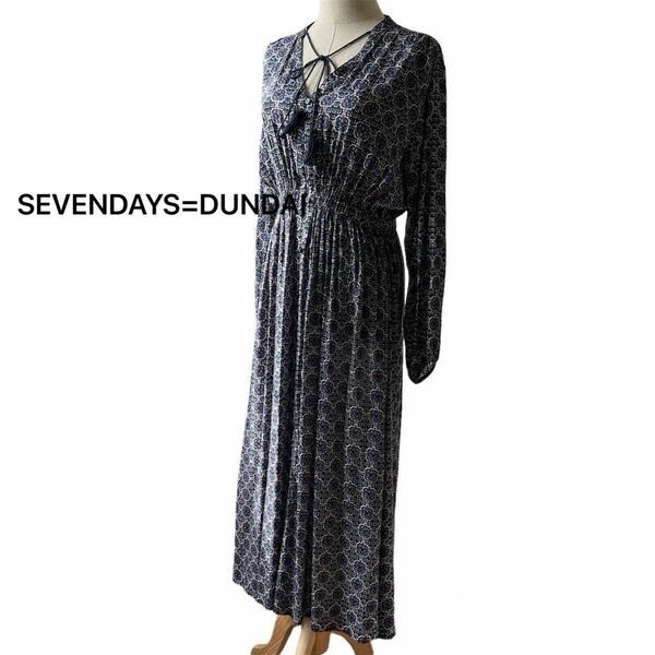 美品　SEVENDAYS =SANDAY 総柄ロングワンピース　F