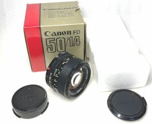 ★完動・極美品・未使用に近い★Canon New FD 50mm F1.4 元箱（上下緩和材付き）前後レンズキャップ付属 カメラにセットして動作確認済