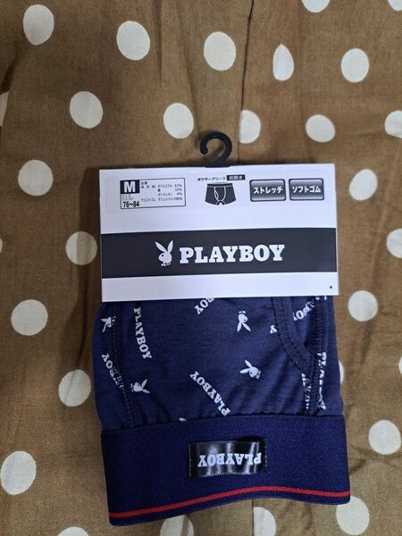 【新品】PLAYBOY ボクサーパンツ 紺色 赤