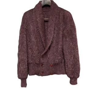 ヴィンテージ カーディガン ショールカラー モヘア　ウール 希少 毛足長め サイズ大きめ vintage mohair cardigan 古着　60s 70s 80s