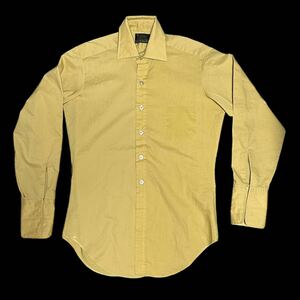 70s SEARS シアーズ premiere perma prest フレンチカフ ドレスシャツ 長袖シャツ USA製 ヴィンテージ イエロー 15 1/2 ビンテージ