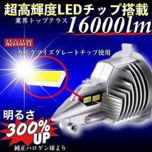 H4 LEDヘッドライト 2個 車 バイク Hi/Lo フォグランプ バルブ ユニット ポン付け カプラーオン 車検対応 16000LM 6500K 12v 24v 最新型_画像2