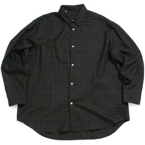 21AW BEAMS Mini Regular Collar Wool Check Shirt 定価16,500円 sizeL ダークブラウン 11-11-6919-803 ビームス チェックシャツ