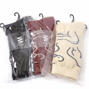 3足セット【タグ付き・新品】Some Socks NO WOMAN ソックス ブラック/アイボリー/ワイン サムソックス 靴下