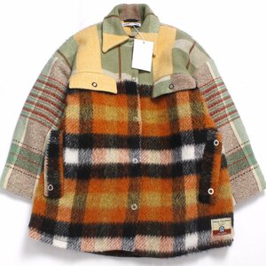 22AW 【タグ付き・新品】Rave Review VINTAGE WOOL BLANKET パッチワークコート size36 レイブレビュー 1点物 ヴィンテージブランケット