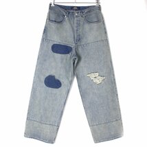 【新品】SHIKITARI FADED WIDE DENIM PANTS sizeL BLUE シキタリ ワイド デニムパンツ_画像2