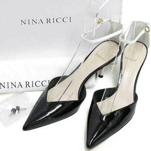 新品 NINA RICCI バイカラー パテント ポインテッドトゥ ストラップ パンプス 定価86,000円 size35.5 ニナリッチ