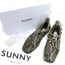 新品 PELLICO SUNNY パイソン柄 2WAYギャザーフラットシューズ 定価37,000円 size36 23.0～23.5cm CLZ1002213C0005 ペリーコサニー_画像1