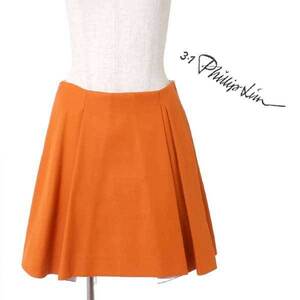 【SALE】新品 3.1 Phillip Lim Irregularly Pleated Structured Skirt プリーツスカート 定価61,560円 size4 オレンジ フィリップリム