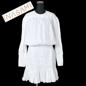 新品 INASAMI Dress Neilikka バックオープンデザイン リネン フレア ドレス ワンピース 定価107,800円 size2 ホワイト