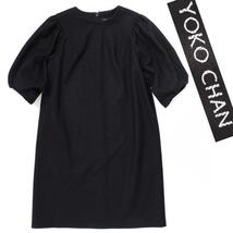 YOKO CHAN Puff Half sleeve Dress ウールワンピース ヨーコチャン size38 ブラック YCD-414-142_画像1