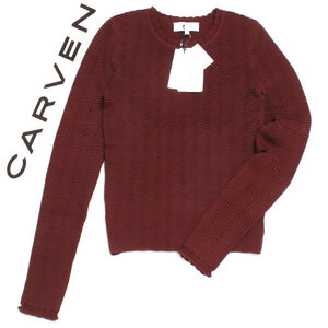 CARVEN【定価52,000円 タグ付 新品】Scalloped Trim Crewneck Knit スカラップクルーネックニットトップス sizeXS ボルドー カルヴェン