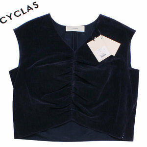 新品 CYCLAS CTN VELVET TOP 定価56,000円 size36 ネイビー 1-02-08-2003-7936 シクラス ベルベット トップス