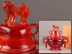 中国古玩 唐物 琥珀 アンバー 香炉 時代物 極上品 初だし品 C4712