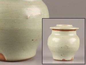 中国古玩 唐物 宋代 龍泉窯 青磁 蓋物 時代物 極上品 初だし品 C5037