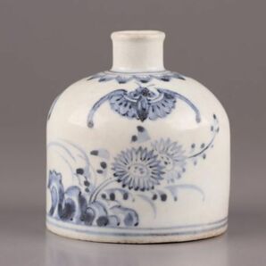 古美術 朝鮮古陶磁器 李朝 白磁 染付 分院 花瓶 時代物 極上品 初だし品 C5285の画像2