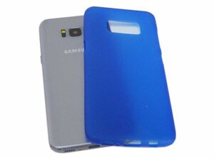 Galaxy S8+ SC-03J SCV35 ギャラクシー S8+ プラス docomo AU 無地 非光沢 マット ＴＰＵ ソフトタイプ ケース カバー クリアブルー