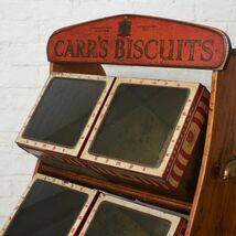 IZ78212F★英国 アンティーク ビスケット ケース CARR'S BISCUITS ショーケース 年代物 陳列棚 SCRIBBANS KEMP 缶 ディスプレイ 店舗什器_画像3