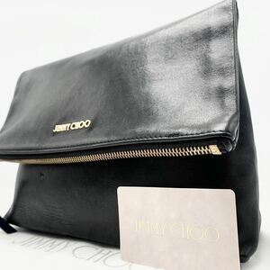 1円【極希少 入手困難品】JIMMY CHOO ジミーチュウ セカンドバッグ クラッチバッグ ハンドバッグ メンズ 大容量 ブラック 黒 手提げ 