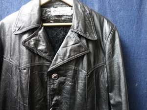 USA アメリカ 古着 卸 ビンテージ 70'S Jean pierre レザー ハーフ コート ジャケット ブラック 黒 / ヴィンテージ 70S VINTAGE / 24 SALE