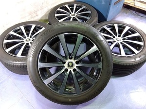 人気☆ブラ＆ポリ色☆フォレスター アルファード デリカD5 アウトランダー エルグランド【富山】夏 225/55R18 中古4本 PCD114.3 +45