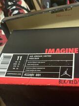 悲運のジョーダン 2011年製ナイキ エア・ジョーダン1 “BANNED” BRED ×マーク 432001-001 US11 29.0cm ボックス、替え紐（赤・白）あり_画像8