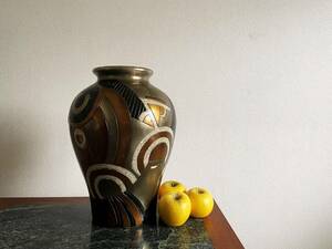 [9507]39cm アールデコ ベース 傘立て 花瓶 キュビズム ヴィンテージ ビンテージ オブジェ アート 彫刻 