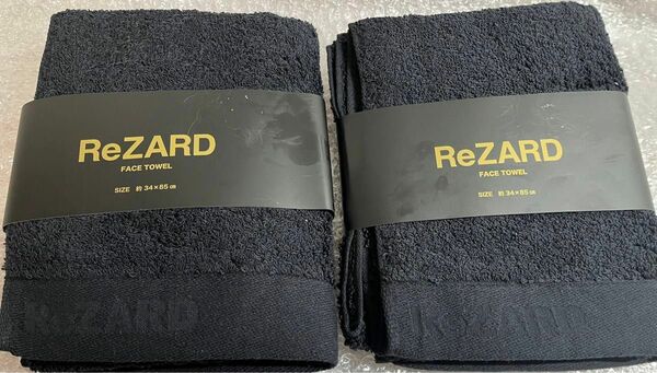 ReZARD（リザード）高吸水フェイスタオル　ブラック2枚 34×85cm 